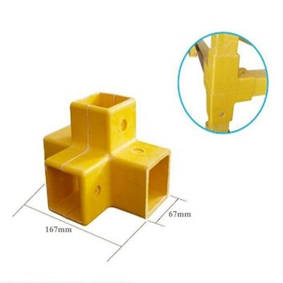Fittings/connecteurs en FRP jaune de 50 mm 3 voies 4 voies pour clôture en fibre de verre carrée et ronde/accessoires de manœuvre