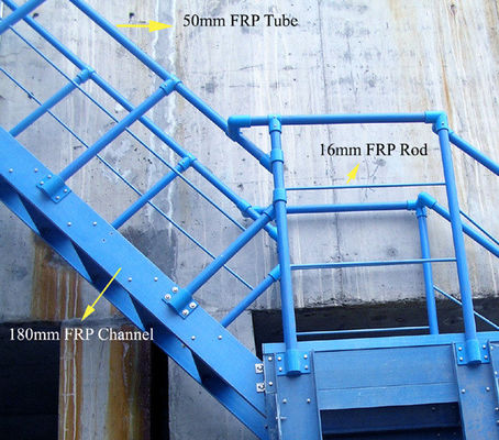 Type 1   250 lbs Capacité de poids Barrière FRP pour escaliers isolés Manche de sécurité