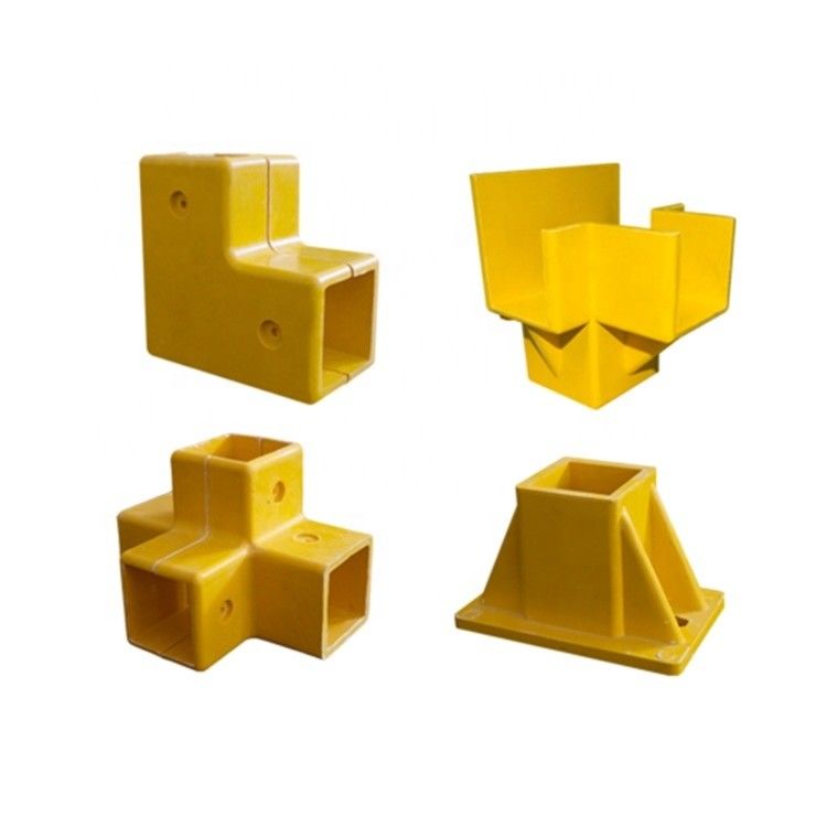 Fittings/connecteurs en FRP jaune de 50 mm 3 voies 4 voies pour clôture en fibre de verre carrée et ronde/accessoires de manœuvre